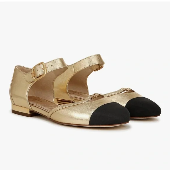 Sam Edelman Rylie Amber Gold&Black Shoes size 6.5 NWOT Leather Fabric Upper - Picture 2 of 15